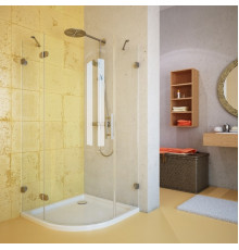 Душевой уголок GuteWetter Lux Meliori GK-001 левый 100x100 см стекло бесцветное, фурнитура хром, четверть круга, двери распашные