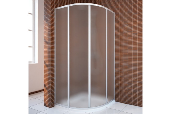 Душевой уголок GuteWetter Practic Round GK-401 90 см стекло матовое, профиль матовый хром, четверть круга, двери раздвижные