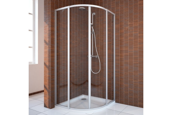 Душевой уголок GuteWetter Practic Round GK-401 100 см стекло бесцветное, профиль матовый хром, четверть круга, двери раздвижные