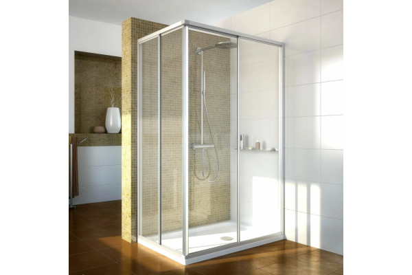Душевой уголок GuteWetter Practic Rectan GK-422 правая 120x75 см стекло бесцветное, профиль матовый хром, прямоугольный, двери раздвижные