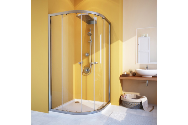 Душевой уголок GuteWetter Shape Round GK-864A 90x90 см стекло бесцветное, профиль хром, четверть круга, двери раздвижные