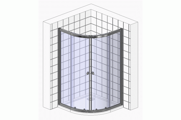 Душевой уголок GuteWetter Shape Round GK-864A 90x90 см стекло бесцветное, профиль хром, четверть круга, двери раздвижные