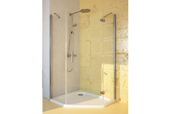 Душевой уголок GuteWetter Lux Festt GK-101 правый 100x100 см стекло бесцветное, профиль хром, двери распашные