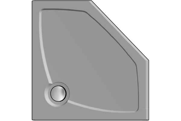 Поддон для душа GuteWetter Deluxe 90x90x4 P серый пятиугольный, низкий