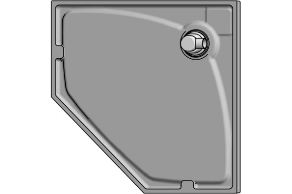 Поддон для душа GuteWetter Deluxe 90x90x4 P серый пятиугольный, низкий