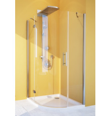 Душевой уголок GuteWetter Lux Meliori GK-101 левый 90x90 см стекло бесцветное, профиль хром, четверть круга, двери распашные