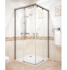 Душевой уголок GuteWetter Slide Square GK-864 90x90 см стекло бесцветное, профиль хром, квадратный, двери раздвижные