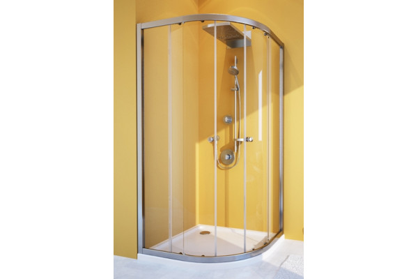 Душевой уголок GuteWetter Shape Round GK-864A 80x80 см стекло бесцветное, профиль хром, четверть круга, двери раздвижные