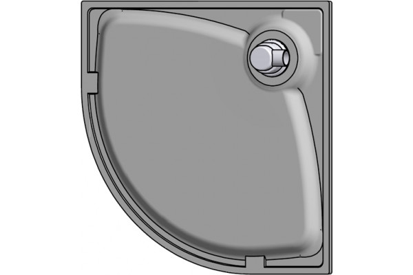 Поддон для душа GuteWetter Deluxe 80x80x2 R серый четверть круга, низкий