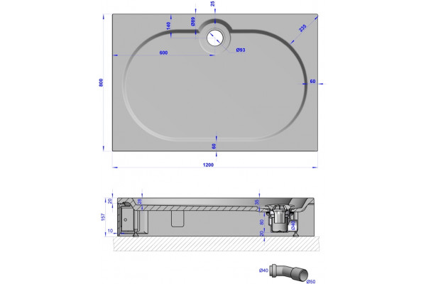 Поддон для душа GuteWetter Deluxe 120x80x16 Q белый прямоугольный, средний