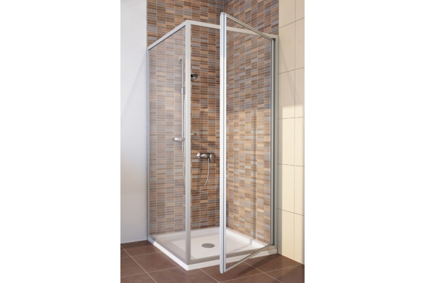 Душевой уголок GuteWetter Practic Square GK-401 правая 75x75 см стекло бесцветное, профиль матовый хром, квадратный, двери распашные