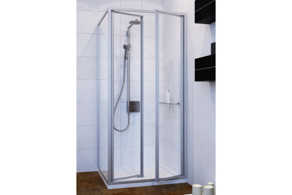 Душевой уголок GuteWetter Practic Square GK-402 правая 80x80 см стекло бесцветное, профиль матовый хром, квадратный, двери распашные