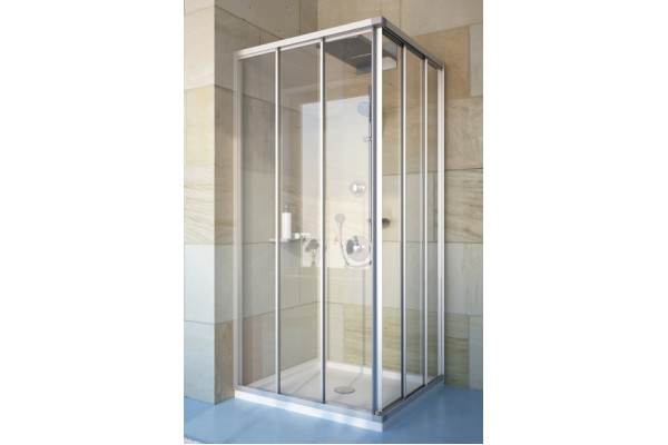 Душевой уголок GuteWetter Practic Square GK-433 70x70 см стекло бесцветное, профиль матовый хром, квадратный, двери раздвижные