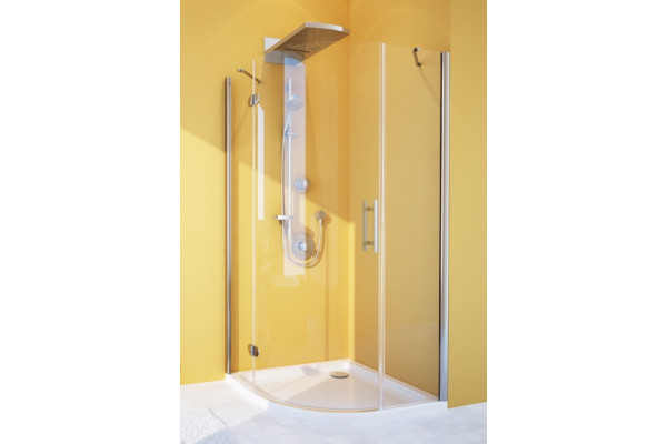 Душевой уголок GuteWetter Lux Meliori GK-101 левый 100x100 см стекло бесцветное, профиль хром, четверть круга, двери распашные