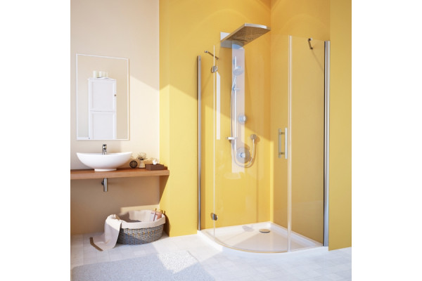 Душевой уголок GuteWetter Lux Meliori GK-101 левый 100x100 см стекло бесцветное, профиль хром, четверть круга, двери распашные