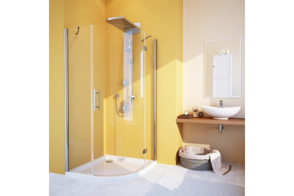Душевой уголок GuteWetter Lux Meliori GK-101 правый 100x100 см стекло бесцветное, профиль хром, четверть круга, двери распашные