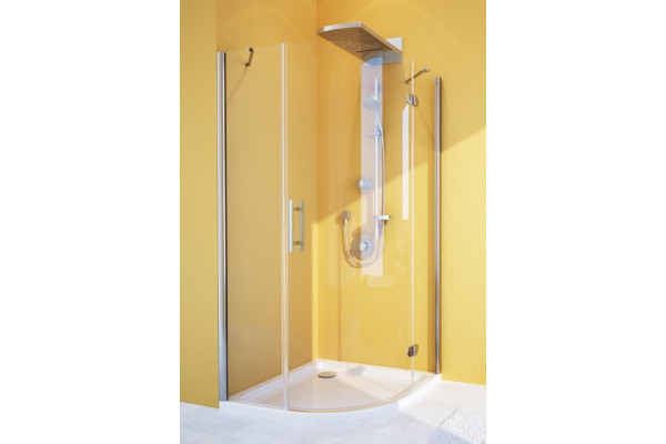 Душевой уголок GuteWetter Lux Meliori GK-101 правый 90x90 см стекло бесцветное, профиль хром, четверть круга, двери распашные