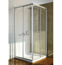Душевой уголок GuteWetter Practic Square GK-422 85x85 см стекло бесцветное, профиль матовый хром, квадратный, двери раздвижные