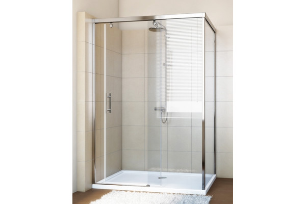 Душевой уголок GuteWetter Slide Rectan GK-863B правая 140x80 см стекло бесцветное, профиль хром, прямоугольный, двери раздвижные