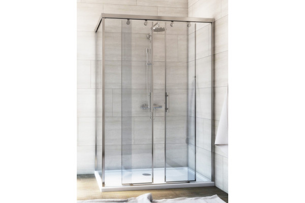 Душевой уголок GuteWetter Slide Rectan GK-865 правая 120x80 см стекло бесцветное, профиль хром, прямоугольный, двери раздвижные