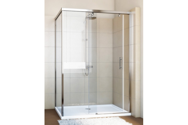 Душевой уголок GuteWetter Slide Rectan GK-863B левая 110x70 см стекло бесцветное, профиль хром, прямоугольный, двери раздвижные
