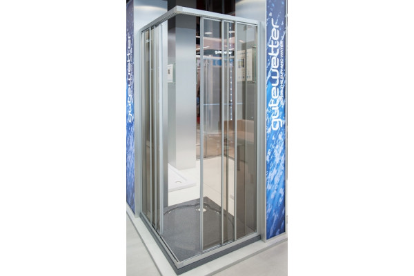 Душевой уголок GuteWetter Practic Square GK-433 95x95 см стекло бесцветное, профиль матовый хром, квадратный, двери раздвижные
