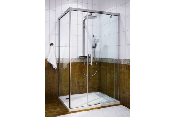 Душевой уголок GuteWetter Slide Rectan GK-863A правая 130x80 см стекло бесцветное, профиль хром, прямоугольный, двери раздвижные