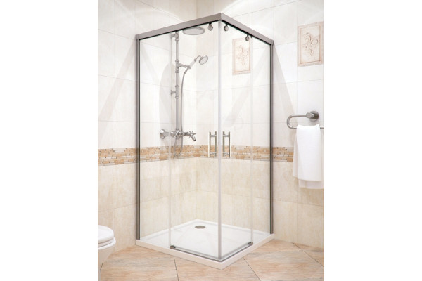 Душевой уголок GuteWetter Slide Square GK-864 75x75 см стекло бесцветное, профиль хром, квадратный, двери раздвижные