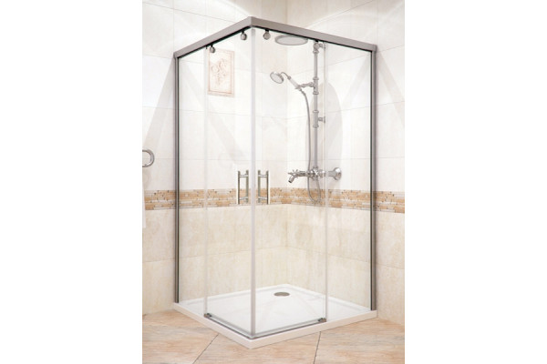 Душевой уголок GuteWetter Slide Rectan GK-864 правая 95x90 см стекло бесцветное, профиль хром, прямоугольный, двери раздвижные