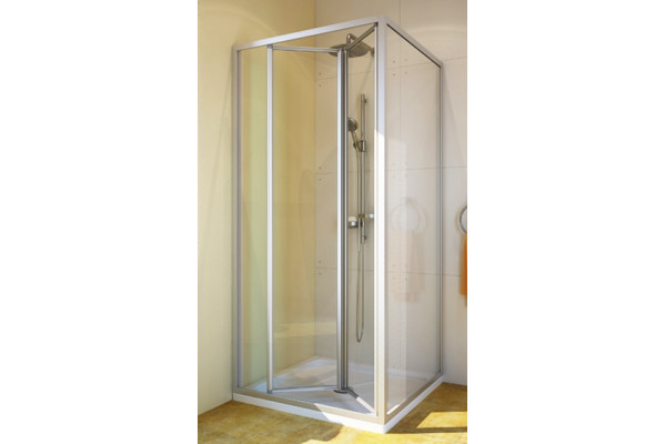 Душевой уголок GuteWetter Practic Square GK-404 левая 110x110 см стекло бесцветное, профиль матовый хром, квадратный, двери складные