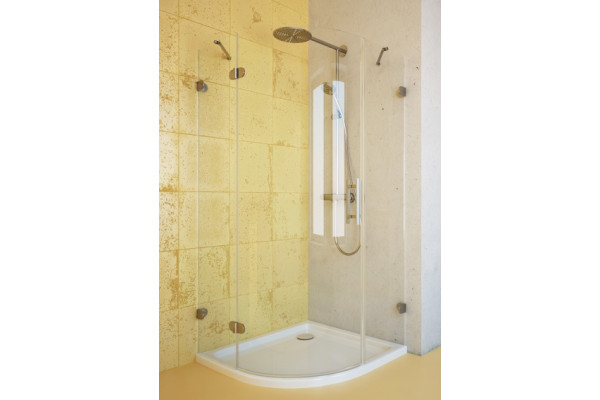 Душевой уголок GuteWetter Lux Meliori GK-001 левый 90x90 см стекло бесцветное, фурнитура хром, четверть круга, двери распашные