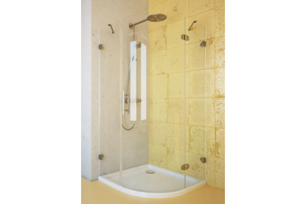 Душевой уголок GuteWetter Lux Meliori GK-001 правый 90x90 см стекло бесцветное, фурнитура хром, четверть круга, двери распашные