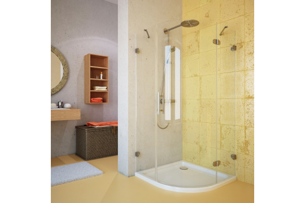 Душевой уголок GuteWetter Lux Meliori GK-001 правый 90x90 см стекло бесцветное, фурнитура хром, четверть круга, двери распашные