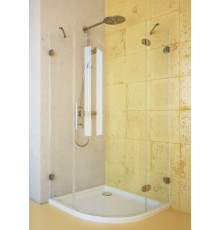 Душевой уголок GuteWetter Lux Meliori GK-001 правый 100x100 см стекло бесцветное, фурнитура хром, четверть круга, двери распашные