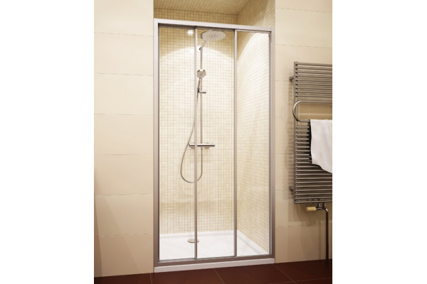 Душевая дверь в нишу GuteWetter Practic Door GK-403A правая 126-130 см стекло бесцветное, профиль матовый хром, раздвижная