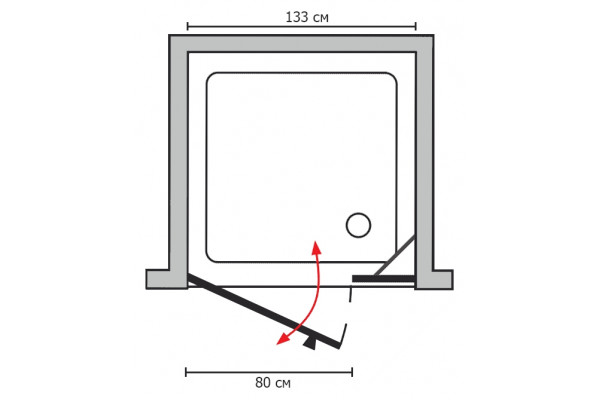 Душевая дверь в нишу GuteWetter Trend Door GK-862BP левая 133 см стекло бесцветное Two, профиль хром, распашная