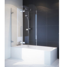 Шторка на ванну GuteWetter Trend Pearl GV-862B левая 90 см стекло бесцветное, фурнитура хром в современном стиле