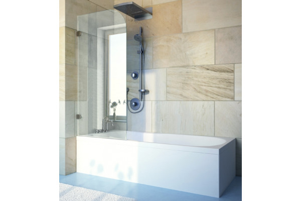 Шторка на ванну GuteWetter Lux Pearl GV-001A левая 70 см стекло бесцветное, фурнитура хром в современном стиле