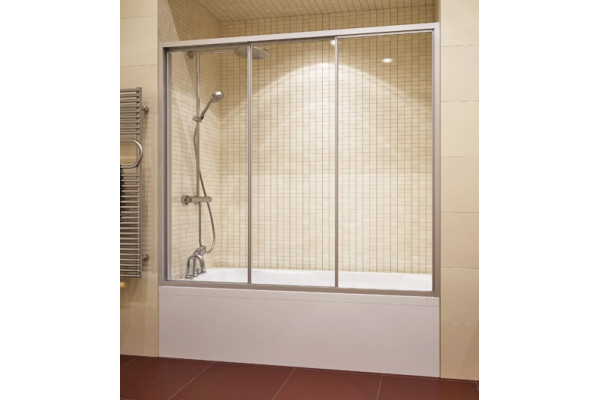 Шторка на ванну GuteWetter Practic Part GV-403 158-162 см стекло бесцветное, профиль матовый хром, раздвижная