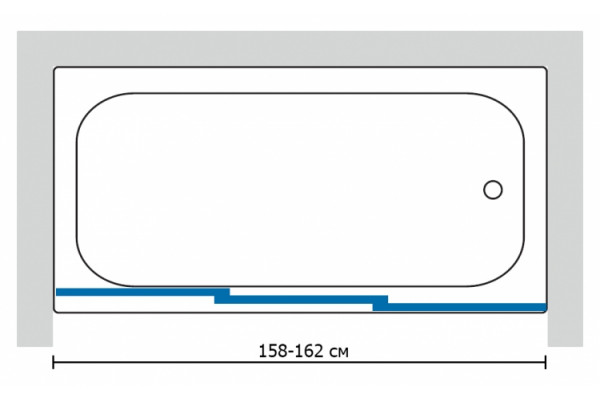 Шторка на ванну GuteWetter Practic Part GV-403 158-162 см стекло бесцветное, профиль матовый хром, раздвижная