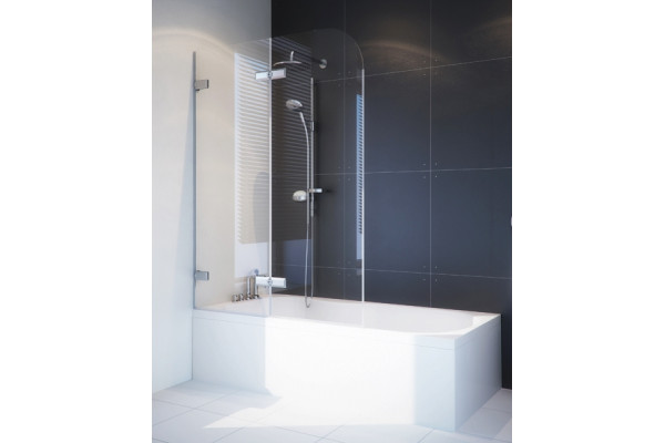 Шторка на ванну GuteWetter Trend Pearl GV-862B левая 100 см стекло бесцветное, фурнитура хром в современном стиле