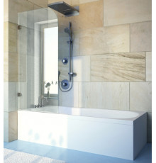 Шторка на ванну GuteWetter Lux Pearl GV-001A левая 80 см стекло бесцветное, фурнитура хром в современном стиле
