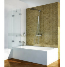 Шторка на ванну GuteWetter Lux Pearl GV-002A левая 90 см стекло бесцветное, фурнитура хром, распашная