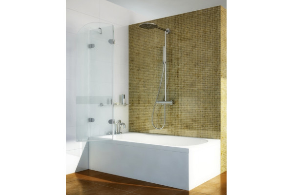 Шторка на ванну GuteWetter Lux Pearl GV-002A левая 90 см стекло бесцветное, фурнитура хром, распашная