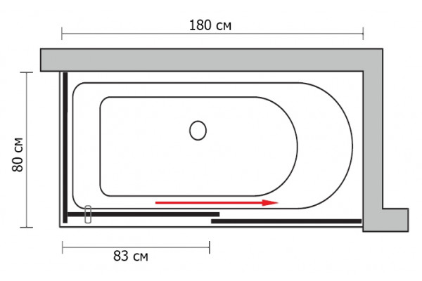 Шторка на ванну GuteWetter Slide Part GV-863A правая 180x80 см стекло бесцветное, профиль хром, раздвижная