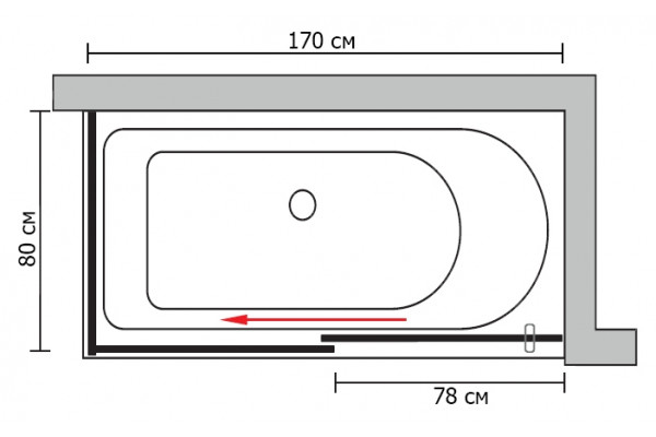 Шторка на ванну GuteWetter Slide Part GV-863B левая 170x80 см стекло бесцветное, профиль хром, раздвижная