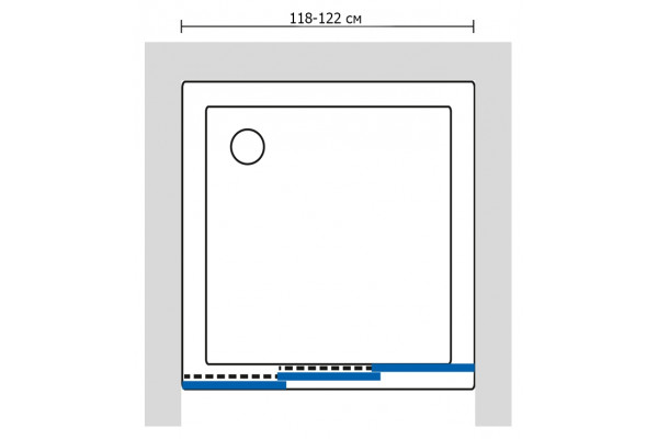 Душевая дверь в нишу GuteWetter Practic Door GK-403 118-122 см стекло бесцветное, профиль матовый хром, раздвижная