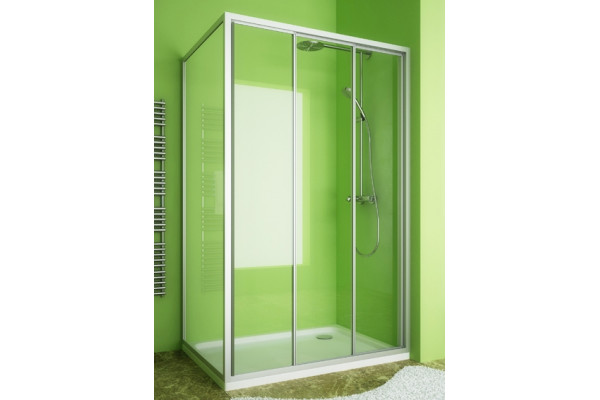 Душевой уголок GuteWetter Practic Rectan GK-403 правая 95x75 см стекло бесцветное, профиль матовый хром, прямоугольный, двери раздвижные