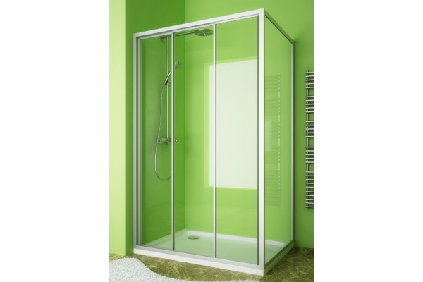 Душевой уголок GuteWetter Practic Rectan GK-403 левая 135x80 см стекло бесцветное, профиль матовый хром, прямоугольный, двери раздвижные