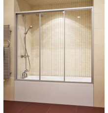 Шторка на ванну GuteWetter Practic Part GV-403 148-152 см стекло бесцветное, профиль матовый хром, раздвижная